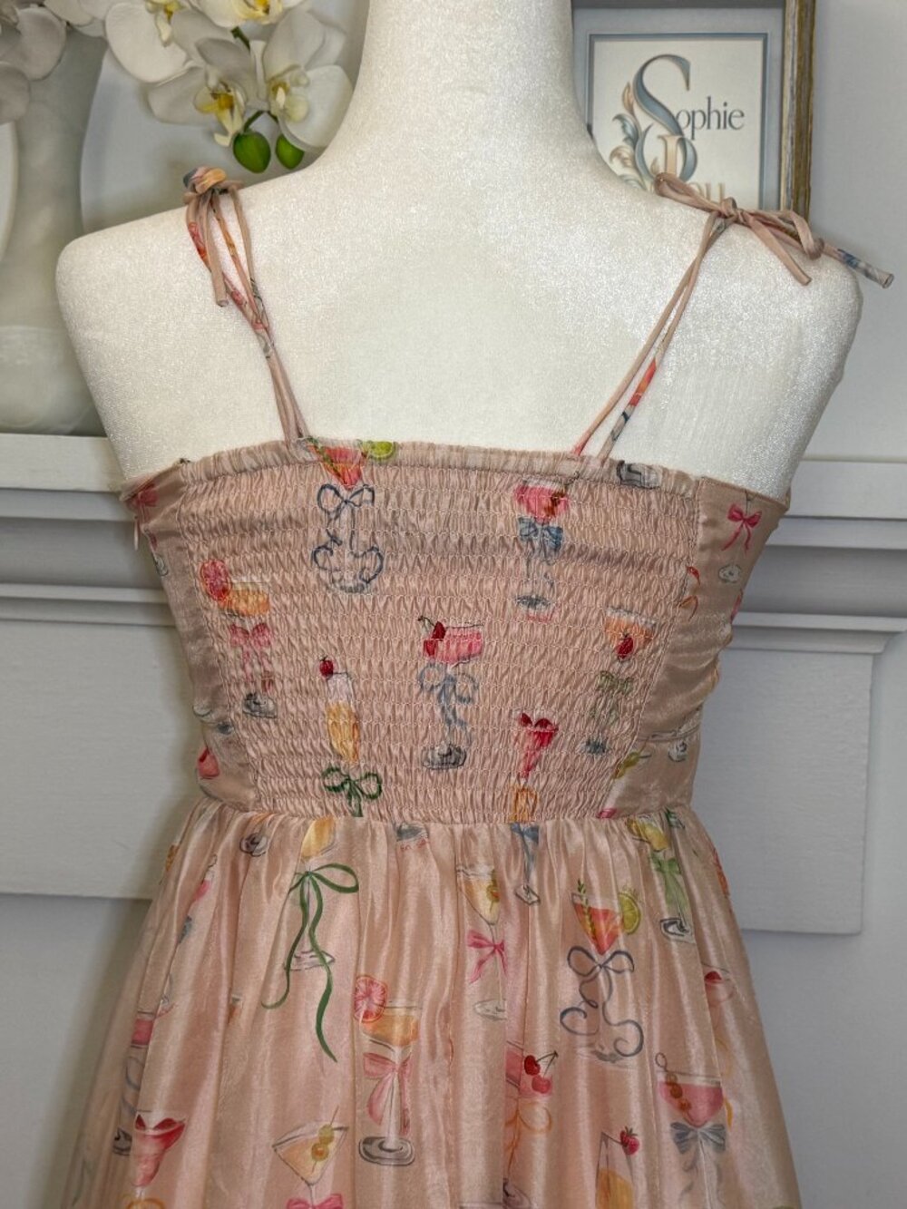 En Saison NWT Pink Cocktail Print Satin Midi Dress S - Picture 9 of 13